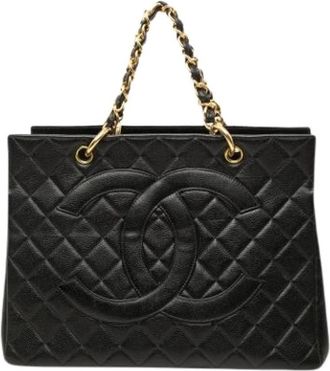 Chanel Pre-owned Vintage Quilted Caviar Leather Tote - Dames - Vintage Shopper - Zwart - ONE Size - Leer - Vintage