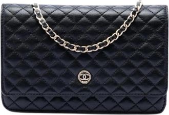 Chanel Pre-owned Wallet on Chain - Dames - Vintage Schoudertas - Zwart - ONE Size - Leer - Vintage