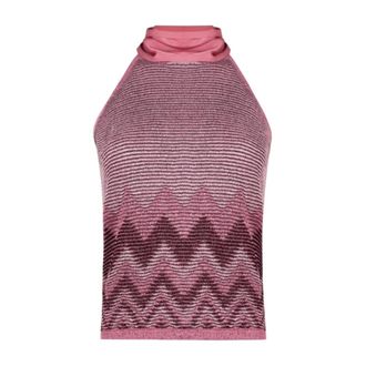 D.exterior Sleeveless Tops, female, Pink, Size: S Polyester tank top with viscose