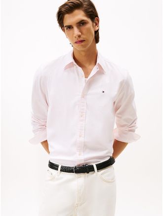 Tommy Hilfiger Mens Regular Fit Stripe Stretch Oxford Shirt - Pink - XXL