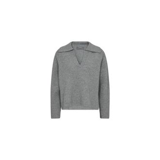 Mos Mosh V-neck Knitwear, female, Gray, M, Knit Sharkskin Jumper