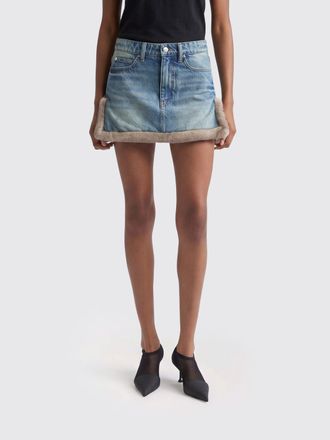 Alexander Wang Cotton Denim Mini Skirt with Fur Details
