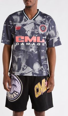 Criminal Damage Carnival FC Football T-Shirt in Greyscale/coral at Nordstrom, Size Xx-Large