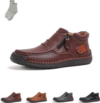 Generic The First Young Shoes Men, Handmade Premium Leather Slip On Driving Boots, for Leisure,Walking, Office (Dark Brown,10.5)