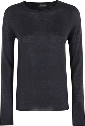 Roberto Collina Truien & Vesten, Dames, Blauw, M, Witte Crew Neck Sweater Lange Mouw
