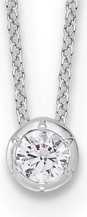 Diamond2Deal 14k White Gold 1/4 Ct Lab Grown Diamond Solitaire Slide Necklace 18 Clarity VS, Color D-E