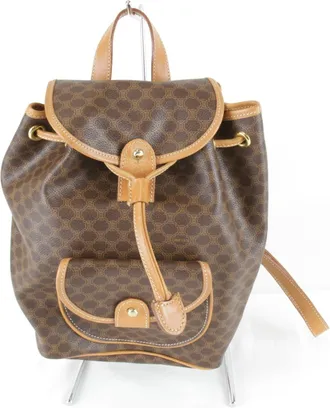 Celine Brown Coated Canvas Pvc Backpack (Pre-Owned)