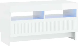 vidaXL Mueble De Tv Led Blanco Brillante Madera De Ingenier&iacute;a Vidaxl