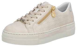 Rieker Plateausneaker RIEKER, Damen, Gr. 35, beige (creme), Lederimitat, Schuhe Plateausneaker, mit goldfarbenem Reissverschluss, Freizeitschuh, Halbschuh, S