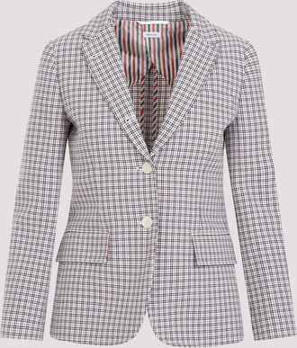 Thom Browne Womens Small Check Cotton Jacket - Light Grey Nylon - Size EU 36 (Womens)