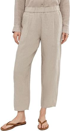 Eileen Fisher Petite Organic Linen Ankle Pleated Lantern Pants Womens Clothing Undyed Natural : PM (10P-12P) 26