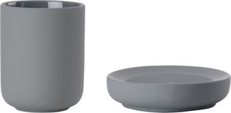 Zone Denmark Ume Soap Dish & Toothbrush Mug Stoneware Set in Grey at Nordstrom