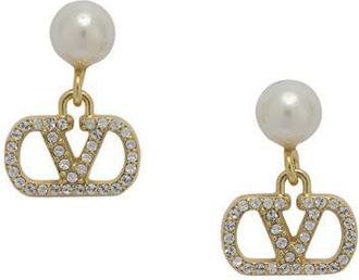 Valentino Garavani V Logo Signature Pearl Earrings