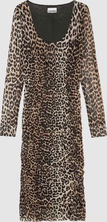 Ganni Robe Ruched Leopard
