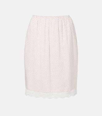 Possé Marlowe lace-trimmed polka-dot cotton midi skirt