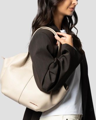 Alexander Smith Rachel Medium shoulder bag in dark ivory tumbled leather