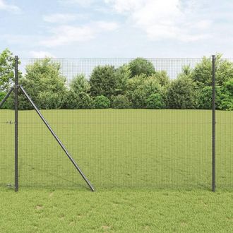 Berkfield Home Welded Wire Fence with 7 Posts Grey 1.5x10 m Steel