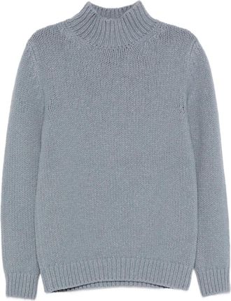 Eleventy Wollen trui met opstaande hals - Blauw