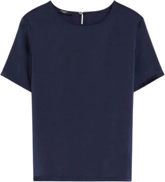 Max Mara Satijnen en jersey blouse - Dames - Blouses - Blauw - XS - Satijn - Overhemden