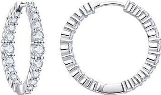 Untamed Petals Icon Crystal Hoops in Silver at Nordstrom