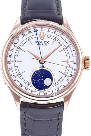 Rolex Cellini Automatic Mens Black Leather Watch 50535WSBKL