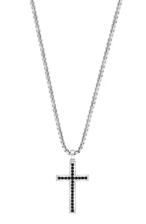 Effy Sterling Silver Black Spinel Cross Pendant at Nordstrom