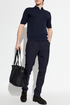 Eleventy Cotton Polo, Mens, Navy Blue