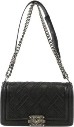 Chanel Pre-owned Boy Lamb Shoulder Bag - Dames - Vintage Schoudertas - Zwart - ONE Size - Leer - Vintage