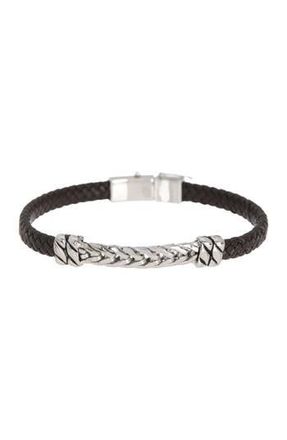 Effy Sterling Silver & Leather Chain Station Bracelet in Black at Nordstrom Rack