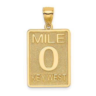 Diamond2Deal 14k Yellow Gold Mile Marker 0 KEY WEST Charm