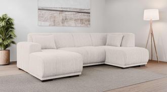 HOME AFFAIRE Wohnlandschaft »BORNHOLM U-Form mit Recamiere rechts/links, B/T/H: 300/162/85 cm« U-Form mit Wellenunterfederung, Recamiere rechts oder links bestellb