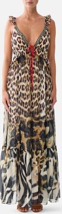 Camilla Frill Bralette Long Dress in Leotigra Land at Nordstrom, Size Xx-Small