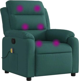 vidaXL Sillón de masaje reclinable de tela verde oscuro Vidaxl