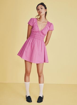 Twik Womens Smocked poplin minidress