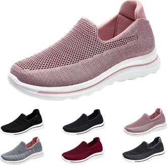 Generic Womens Slip on Trainers Size 6 Womens Orthopedic Casual Shoes Wide Fit Breathable Mesh Soft Sole Walking Shoes Lightweight Athletic Tennis Sneakers Co