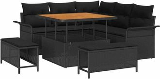 vidaXL Garden Sofa Set with Cushion with Storage 8 pcs Black vidaXL