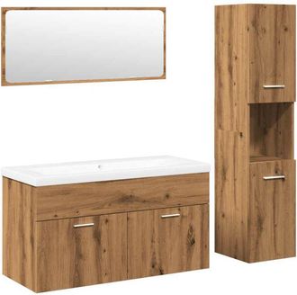 vidaXL Juego De Muebles Ba&ntilde;o 4 Piezas Madera Ingenier&iacute;a Roble Artisan Vidaxl