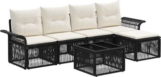 vidaXL Conjunto De Sof&aacute;s De Jard&iacute;n 6 Uds. Negro Rat&aacute;n Sint&eacute;tico Vidaxl