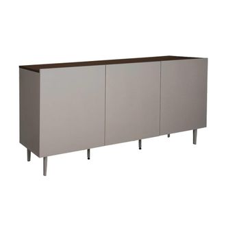 Sweeek Aparador de metal y decoraci&oacute;n de madera 3 puertas, 150cm, gris