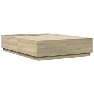 vidaXL Vidaxl - Estructura Cama Con Luces Led Madera Roble Sonoma 135x190 Cm