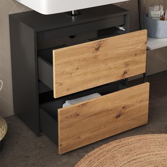 Vicco Mueble Bajo Lavabo Majest, Antracita/artisan, 60.1 X 62 Cm Con 2 Cajones, Vicco