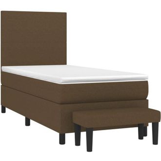 vidaXL Vidaxl - Cama Box Spring Con Colch&oacute;n Tela Marr&oacute;n Oscuro 90x190 Cm