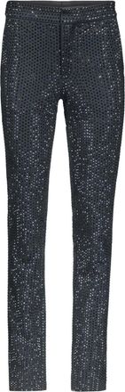 Area crystal-embellished tuxedo trousers - women - Rayon/Nylon/Spandex/Elastane - 4 - Grey