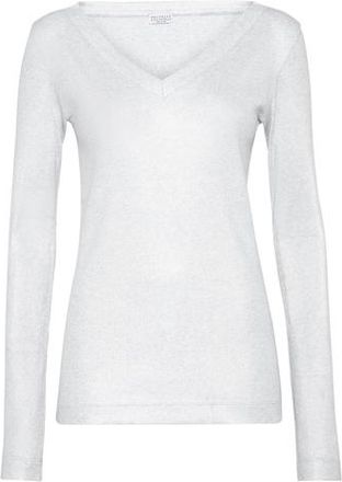 Brunello Cucinelli Sparkling jersey T-shirt in Silver at Nordstrom, Size 3X-Large Eu