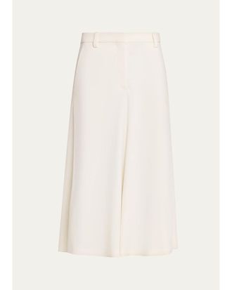 Brunello Cucinelli Couture Wool Gabardine A-Line Midi Skirt
