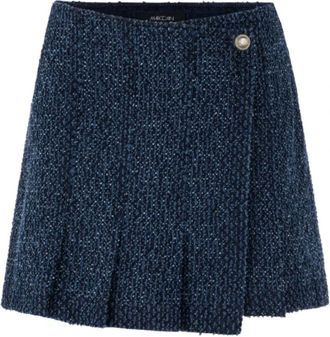 Marc Cain Shorts met wikkelrok-look - Dames - Korte broeken - Blauw - Maat: XL Katoen