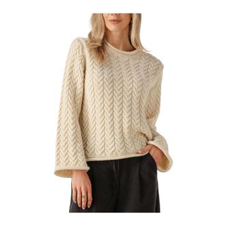 Modstr&ouml;m Truien & Vesten, Dames, Beige, XL, Zand O-Neck Trui voor Vrouwen