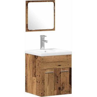 vidaXL Conjunto De Muebles De Ba&ntilde;o Con Puerta 3 Pcs Madera Vieja Vidaxl