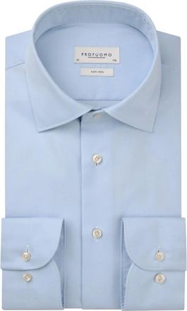 Profuomo Overhemden, Heren, Blauw, 3Xl, Katoen, Slim Fit Two-ply Twill Shirt