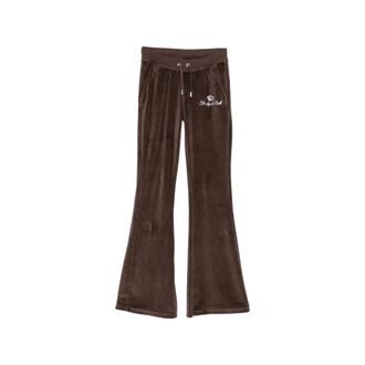 Sporty & Rich Juicy Script Velour Sweatpant - female - Sporty & Rich - Sweatpants - Brown - XS - Trousers